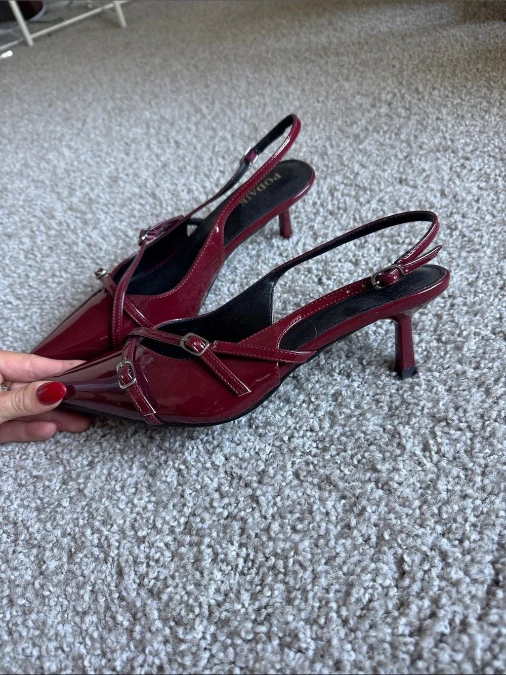 Maroon Pointed Kitten Heels Slingback Heels Size 8